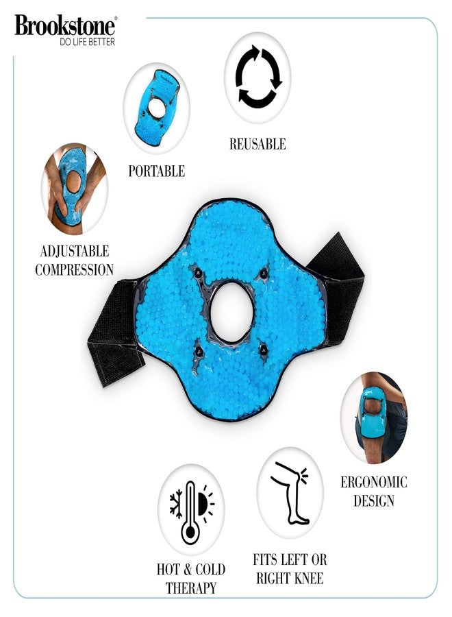 Brookstone Knee Ice Pack Wrap With Silica Beads - Hot and Cold Therapy for Pain Relief - Reusable for Swelling, Injuries, and Post-Surgery Recovery - Azure Blue - Image 4